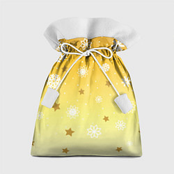 Мешок для подарков Снежинки и звезды на желтом, цвет: 3D-принт