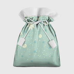 Мешок для подарков Снежинки и звезды на матно зеленем, цвет: 3D-принт