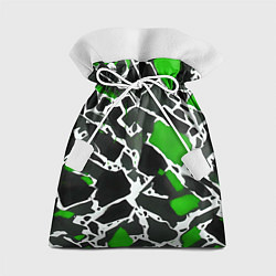 Мешок для подарков Кляксы чёрные и зелёные, цвет: 3D-принт