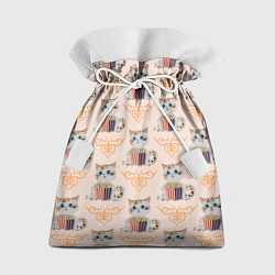 Мешок для подарков Котенок с попкорном и сердечко завитушка, цвет: 3D-принт