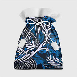 Мешок для подарков Синий и белый узор на чёрном фоне, цвет: 3D-принт