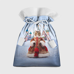 Мешок для подарков Новогодняя кошечка в пальто, цвет: 3D-принт