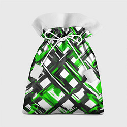 Мешок для подарков Зелёные и чёрные мазки, цвет: 3D-принт