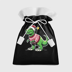 Мешок для подарков Динозавр в рождественнском свитере, цвет: 3D-принт