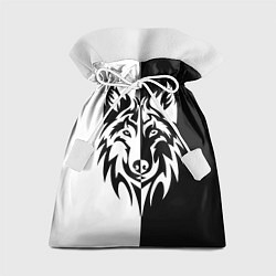 Мешок для подарков Волк чёрно-белый, цвет: 3D-принт