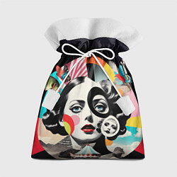 Мешок для подарков Женщина и животные винтажный коллаж, цвет: 3D-принт