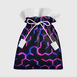 Мешок для подарков Сине-розовые неоновые неполные гексагоны, цвет: 3D-принт