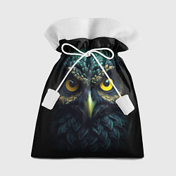 Мешок для подарков Бирюзовая сова с желтыми глазами, цвет: 3D-принт