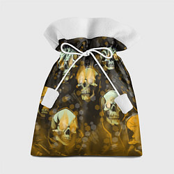 Мешок для подарков Жёлтые черепа на чёрном фоне, цвет: 3D-принт