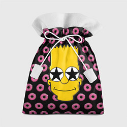 Мешок для подарков Барт Симпсон на фоне пончиков, цвет: 3D-принт