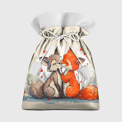 Мешок для подарков Влюбленные лисички 14 февраля, цвет: 3D-принт