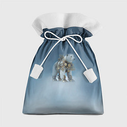 Мешок для подарков Белый северный медведь в стиле стимпанк, цвет: 3D-принт