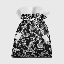 Мешок для подарков Капли жидкого металла - камуфляж на чёрном, цвет: 3D-принт