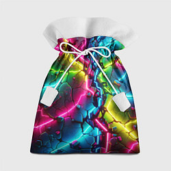 Мешок для подарков Трещина - неон, цвет: 3D-принт