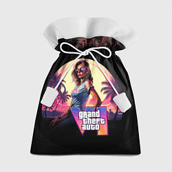 Мешок для подарков GTA 6 logo девушка, цвет: 3D-принт