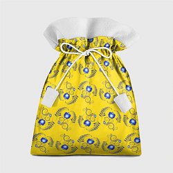 Мешок для подарков Узор - цветы гжель на желтом фоне, цвет: 3D-принт