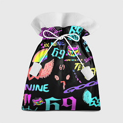 Мешок для подарков 6ix9ine logo rap bend, цвет: 3D-принт