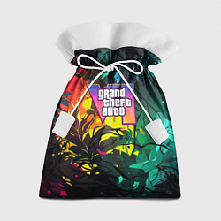 Мешок для подарков GTA 6 logo абстрактные листья, цвет: 3D-принт