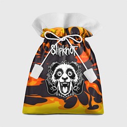 Мешок для подарков Slipknot рок панда и огонь, цвет: 3D-принт
