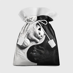 Мешок для подарков Инь ян коты вязаные, цвет: 3D-принт