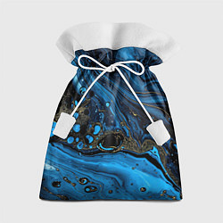 Мешок для подарков Черные и синие сияющие волны, цвет: 3D-принт