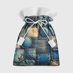 Мешок для подарков Denim patchwork - ai art, цвет: 3D-принт