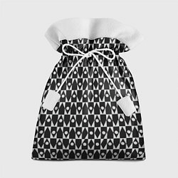 Мешок для подарков Чёрно-белые ромбы и круги на чёрном фоне, цвет: 3D-принт