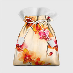 Мешок для подарков Оранжевые орхидеи акварельные, цвет: 3D-принт