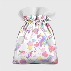Мешок для подарков Единорог мороженое радуга и звездочки, цвет: 3D-принт