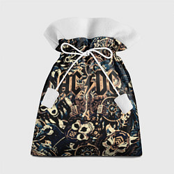 Мешок для подарков AC DC на фоне викингов рун воронов и черепов, цвет: 3D-принт