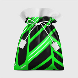 Мешок для подарков Чёрно-белые полосы на зелёном фоне, цвет: 3D-принт