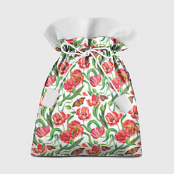 Мешок для подарков Красные тюльпаны, цвет: 3D-принт