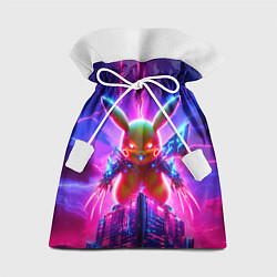 Мешок для подарков Neon horror - cyber Pikachu, цвет: 3D-принт