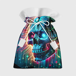 Мешок для подарков Cool cyber skull - neon glow, цвет: 3D-принт