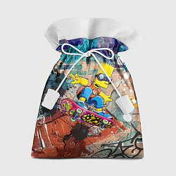 Мешок для подарков Bart Simpson on a skateboard - graffiti, цвет: 3D-принт