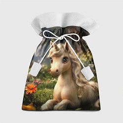 Мешок для подарков Единорожка кофейного цвета, цвет: 3D-принт