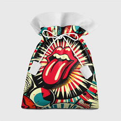 Мешок для подарков Logo of the Rolling Stones - pop art, цвет: 3D-принт