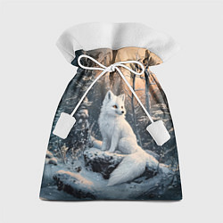 Мешок для подарков Белый лисенок в зимнем лесу, цвет: 3D-принт
