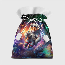 Мешок для подарков Котик бравый космонавт - неон, цвет: 3D-принт