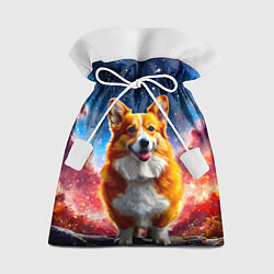 Мешок для подарков Корги и космическое небо, цвет: 3D-принт