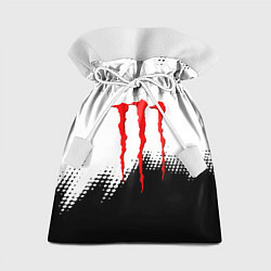 Мешок для подарков Monster energy чёрно белые краски, цвет: 3D-принт
