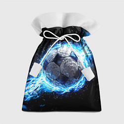 Мешок для подарков Футбольный мяч в синем пламени, цвет: 3D-принт