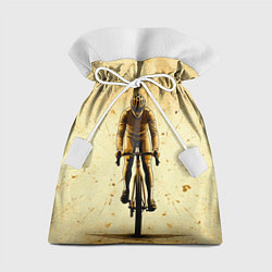 Мешок для подарков Трековый велосипедист на бежевом, цвет: 3D-принт