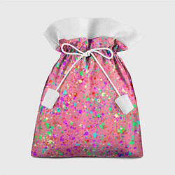 Мешок для подарков Розовый с разноцветными брызгами, цвет: 3D-принт
