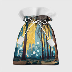 Мешок для подарков Дома и цифровой лес, цвет: 3D-принт