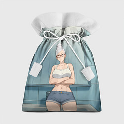 Мешок для подарков Дандадан бабушка в ванной, цвет: 3D-принт