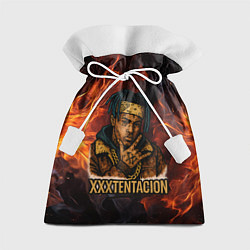 Мешок для подарков XXXTentacion на фоне огня, цвет: 3D-принт