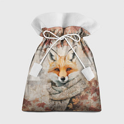 Мешок для подарков Лис в шерстяном шарфе, цвет: 3D-принт