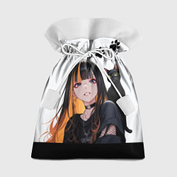 Мешок для подарков Девушка и кот, цвет: 3D-принт