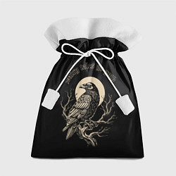Мешок для подарков Ворона сидит на ветке на фоне полной луны, цвет: 3D-принт